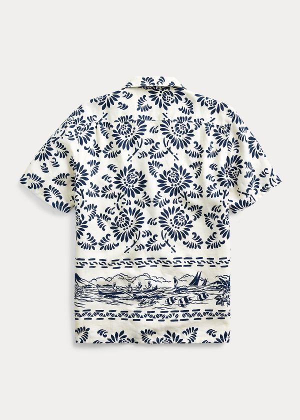 Ralph Lauren Print Linen Camp Skjorter Herre Danmark (TXJYV2389)